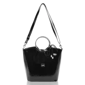    Dámska, lakovaná čierna kabelka Zellia, taška cez rameno
