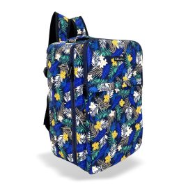    Zellia Hz-104 D1015 tmavomodrý batoh s rastlinným vzorom WizzAir Ryanair, vodoodpudivý, 40 x 25 x 20 cm