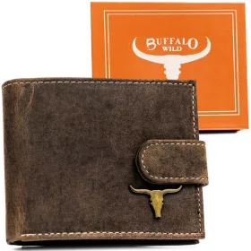    Pánska kožená peňaženka Rm-05L-Baw hnedá - s ochranou proti RFID -