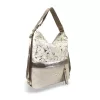  Dámska béžovo-zlatá taška cez rameno Zellia 24040, ktorú možno premeniť na batoh, 37 x 32 x 12 cm