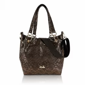   Zellia Zlb475 Python barna piton mintás válltáska, oldalpánttal 34 x 29 x 14 cm