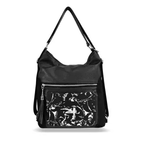    Dámska taška cez rameno Zellia 23004 čierno-sivá, možno ju premeniť na batoh 38 x 34 x 9 cm