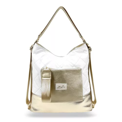  Dámska zlato-biela kabelka cez rameno Zellia, batoh 37 × 37 cm