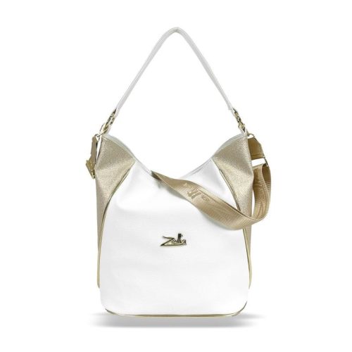  Dámska kabelka cez rameno Zellia 25054 v bielo-zlatej farbe 36 x 33 x 17 cm