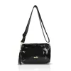  Dámska kabelka Zellia Zlb210 z čiernej lakovanej kože, crossbody, 25 x 17 x 9 cm