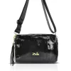 Dámska kabelka Zellia Zlb210 z čiernej lakovanej kože, crossbody, 25 x 17 x 9 cm