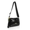  Dámska kabelka Zellia Zlb210 z čiernej lakovanej kože, crossbody, 25 x 17 x 9 cm