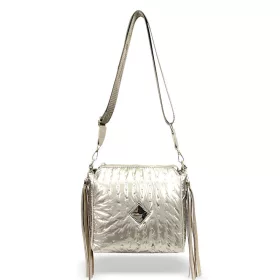    Dámska kabelka cez rameno Zellia s tlačeným vzorom zlatej farby, módna taška