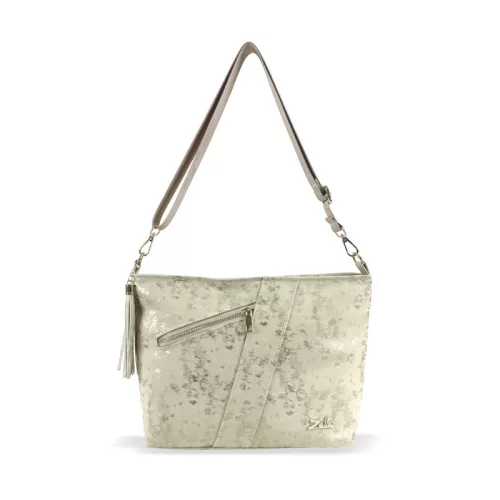 Zellia ZLB396 bézs, arany rozsdamintás oldaltáska 29 x 25 x 9 cm