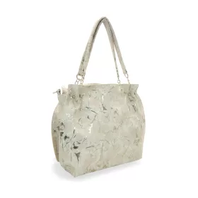   Zellia ZLB393 női válltáska bézs-arany márvány mintás  oldalpántal 30 x 29 x 12 cm