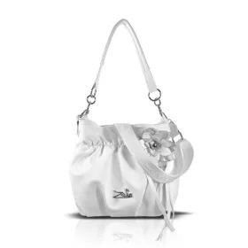   Zellia 26026F fehér-ezüst női válltáska virágdísszel 30 x 30 x 25 cm