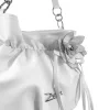 Zellia 26026F fehér-ezüst női válltáska virágdísszel 30 x 30 x 25 cm