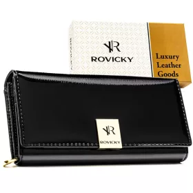    Dámska kožená peňaženka Rovicky Rh-20A-1-Sh-R-5166 čierna - čierna