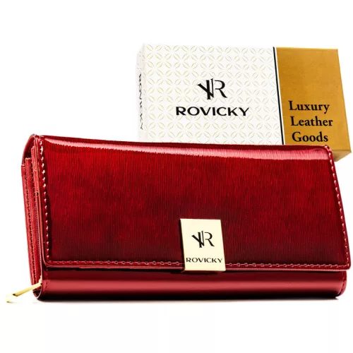  Dámska kožená peňaženka Rovicky Rh-20A-1-Sh-R-5159 červená - červená
