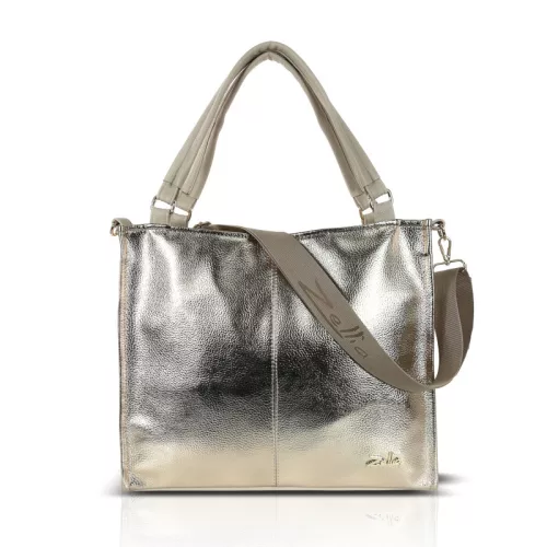 Zellia Zlb318 női fényes arany kézitáska, oldaltáska 34 x 32 x 11 cm