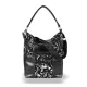  Dámska kabelka cez rameno Zellia 19141 v čierno-striebornej farbe s mramorovým vzorom, 37 x 30 x 13,5 cm