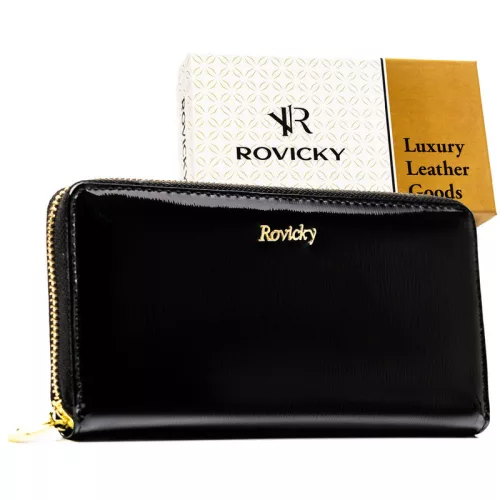  Dámska kožená peňaženka Rovicky Rh-25-1-Sh-R-5234 čierna - čierna