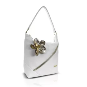   Zellia Zlb332-F fehér-arany női válltáska, oldalpánttal 30 x 25 x 12,5 cm