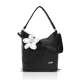 Zellia Zlb332-F női fekete-fehér válltáska, oldalpánttal virágdísszel 30 x 25 x 12,5 cm