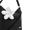 Zellia Zlb332-F női fekete-fehér válltáska, oldalpánttal virágdísszel 30 x 25 x 12,5 cm