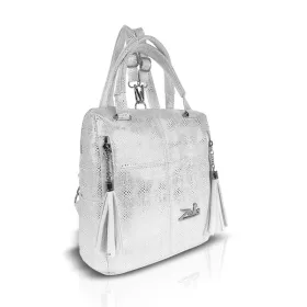    Dámska kabelka, batoh Zellia 25180 bielo-strieborná 33 × 32,5 × 15 cm