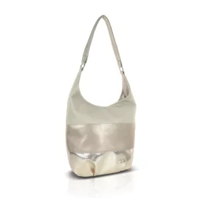    Veľká dámska kabelka cez rameno Zellia Zlb452 béžovo-zlatá, s bočným popruhom 46 x 36 x 13 cm