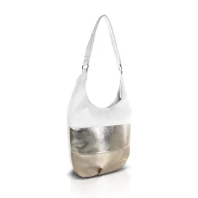    Veľká dámska kabelka cez rameno Zellia Zlb452 v bielo-zlatej farbe s bočným popruhom 46 x 36 x 13 cm