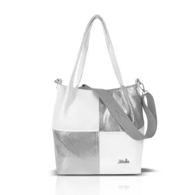    Dámska kabelka cez rameno Zellia Zlb449 v bielo-striebornej farbe s bočným popruhom 32 x 29 x 12 cm