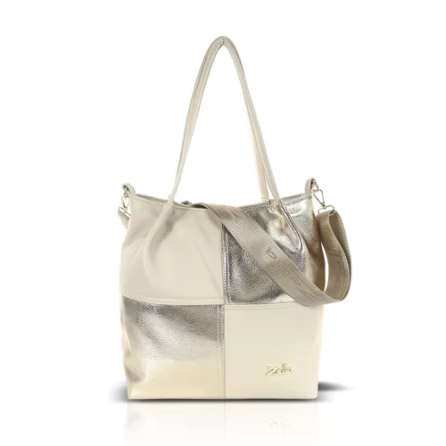  Dámska kabelka cez rameno Zellia Zlb449 béžovo-zlatá s bočným popruhom 32 x 29 x 12 cm