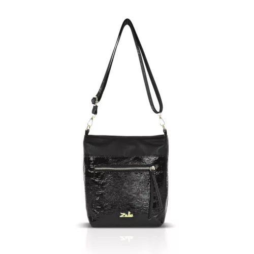  Dámska kabelka Zellia Zlb429 čierna, lakovaná koža, crossbody 28 x 25 x 8,5 cm
