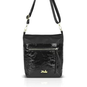    Dámska kabelka Zellia Zlb429 čierna, lakovaná koža, crossbody 28 x 25 x 8,5 cm