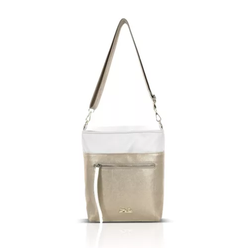  Dámska kabelka cez rameno Zellia Zlb429 v bielo-zlatej farbe 28 x 25 x 8,5 cm