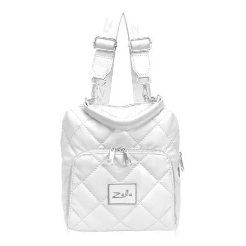  Dámsky prešívaný batoh Zellia 22088 biely matný 25 x 21 x 8 cm