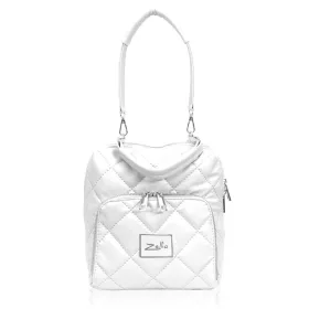    Dámsky prešívaný batoh Zellia 22088 biely matný 25 x 21 x 8 cm