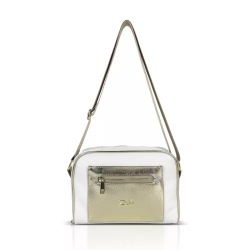  Dámska crossbody kabelka Zellia Zlb303 v bielo-zlatej farbe 25 x 18 x 5 cm