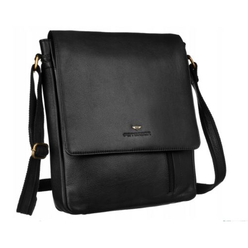  Čierna pánska kožená bočná taška Peterson 32×29 cm