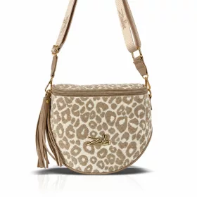   Zellia 21028 Pantera párduc mintás bézs-taupe női oldaltáska 23 x 11 cm 