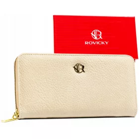    Rovicky veľká dámska módna peňaženka z béžovej kože s rozmermi 20 x 10 cm