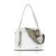 Zellia Zlb424F fehér-arany virág díszes női válltáska oldalpánttal 28 x 28 x 8 cm