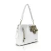Zellia Zlb424F fehér-arany virág díszes női válltáska oldalpánttal 28 x 28 x 8 cm