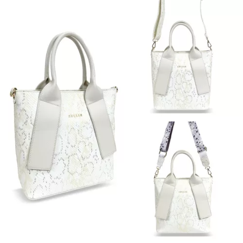  Zellia vzor hadej kože biela dámska kabelka 26 × 25 cm