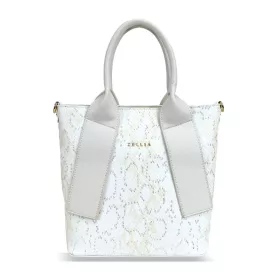  Zellia vzor hadej kože biela dámska kabelka 26 × 25 cm