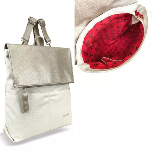  Dámsky béžovo-zlatý batoh Zellia Hz-122 38 x 35 x 10 cm