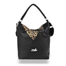    Zellia 17008 čierna taška cez rameno so vzorom ocelota 36 x 34 x 14 cm