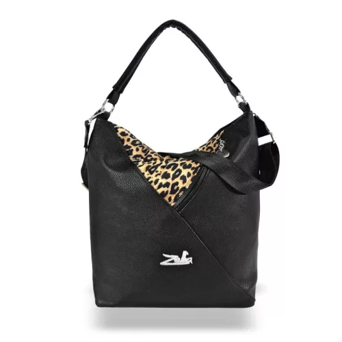  Zellia 17008 čierna taška cez rameno so vzorom ocelota 36 x 34 x 14 cm