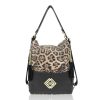  Dámska čierna taška cez rameno Zellia s leopardím vzorom, batoh