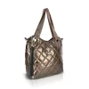 Zellia ZLB185 metálbronz női steppelt válltáska, oldaltáska 32 × 31 × 11 cm