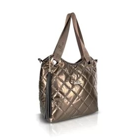   Zellia ZLB185 metálbronz női steppelt válltáska, oldaltáska 32 × 31 × 11 cm