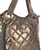 Zellia ZLB185 metálbronz női steppelt válltáska, oldaltáska 32 × 31 × 11 cm