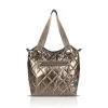 Zellia ZLB185 metálbronz női steppelt válltáska, oldaltáska 32 × 31 × 11 cm